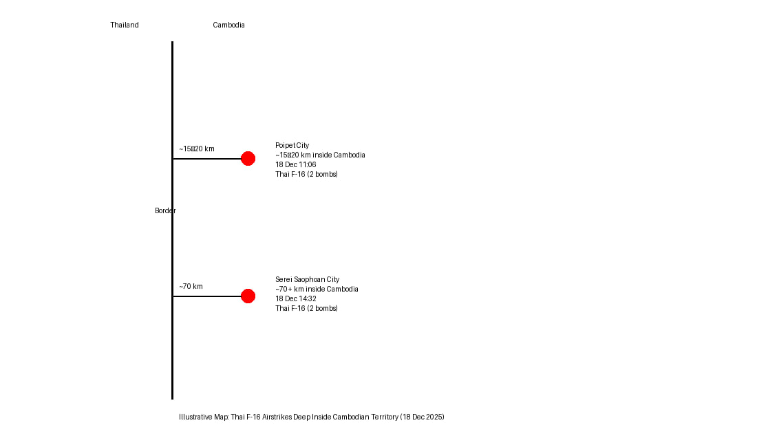 Bombed in Daylight: Thailand’s F-16s Strike 70 Kilometers Inside Cambodia