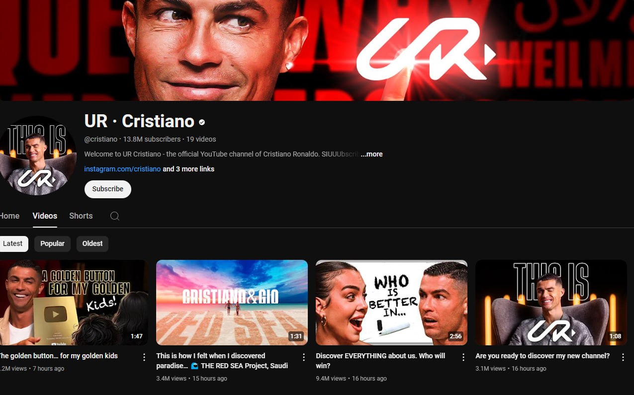 Ronaldo វ៉ាដាច់ Mr.beast ក្លាយជា YouTube Channel ទទួលបាន Subscriber ច្រើនជាងគេក្នុងមួយថ្ងៃ ក្នុងប្រវត្តិសាស្ត្រ YouTube